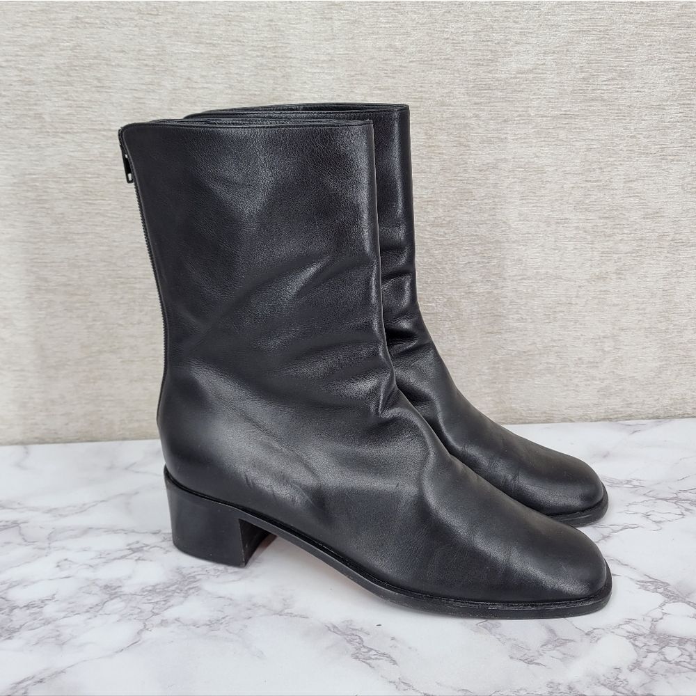 Cole Haan Black Italian Leather Short Heeled Boots